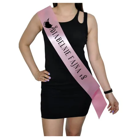 Szarfa RÓŻOWA Osiemnastka Diabelnie fajna 18